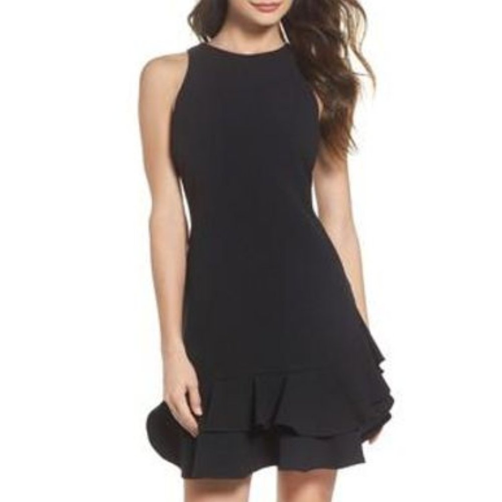 Chelsea28 Black Tiered Ruffle Hem Dress NWT
